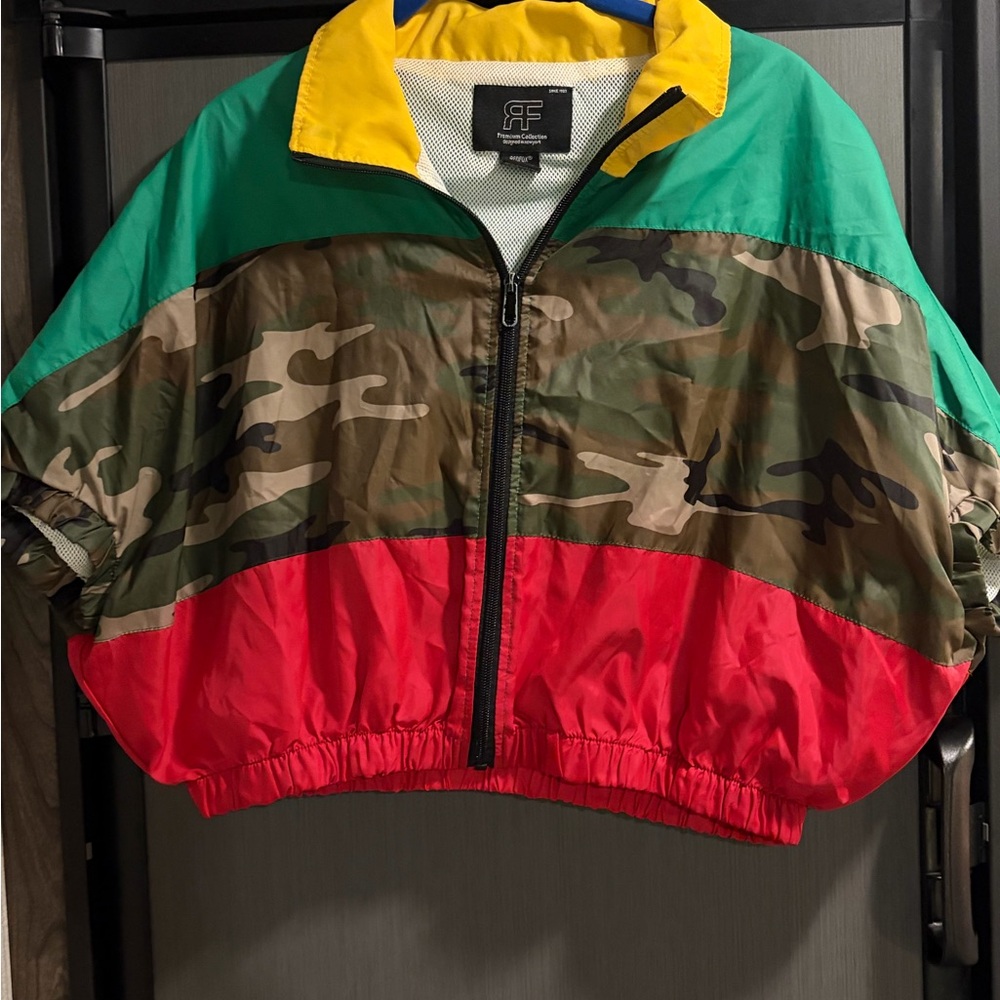 Red Fox Crop Windbreaker Jacket